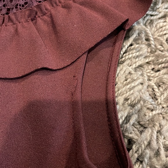 Zara Collection Burgundy Midi dress Lace Detail Collar New with Tags Size Small - Picture 9 of 9